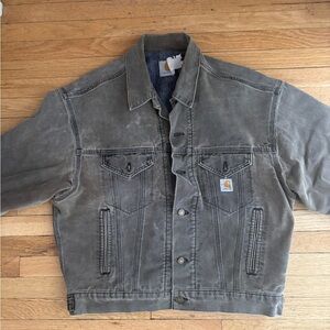 Vintage Carhartt Trucker Mens Jacket Blanket Lined, Size M in Light Olive